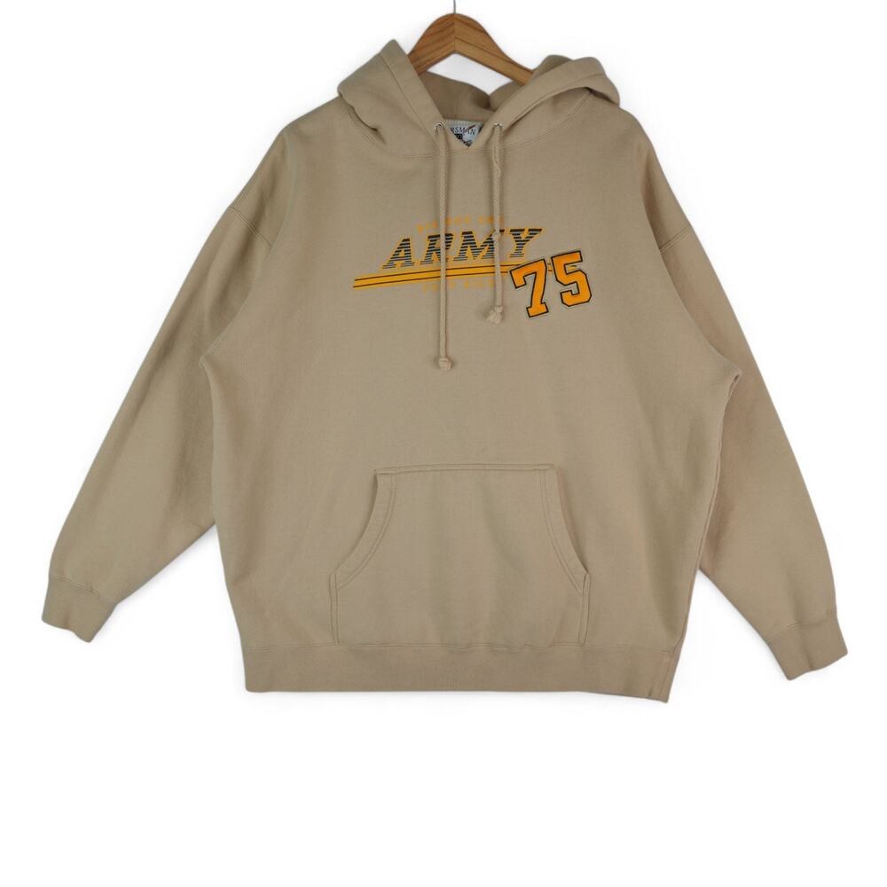 Oarsman 913‎ Hoodie Mens XL Beige Army 75 Fort Riley Big Red One 1st Infantry